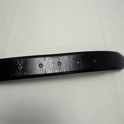 Saint Laurent Men's Belt Logo Leather Black Gold Authentic