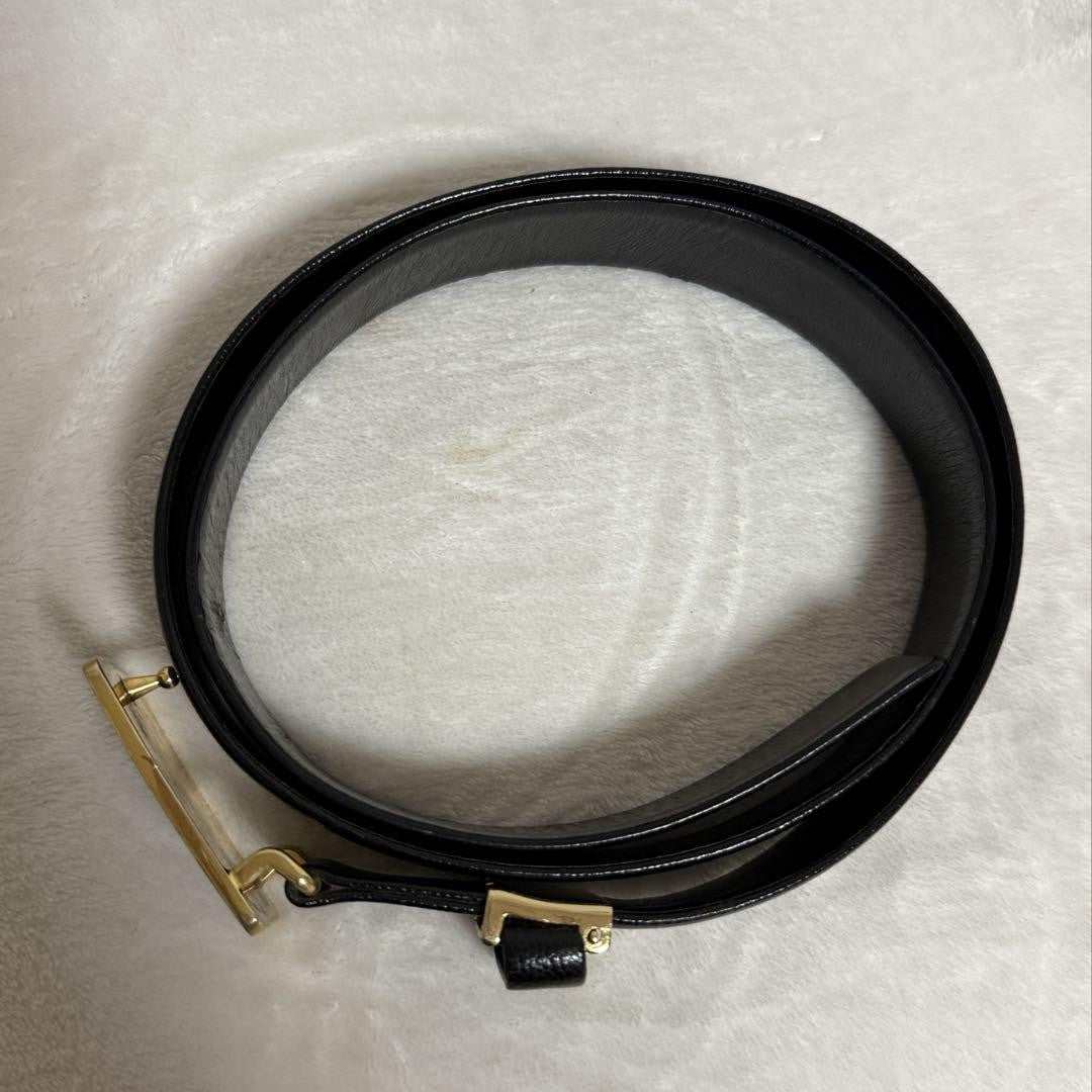 Saint Laurent Men's Belt YSL Cassandra Leather Black Authentic