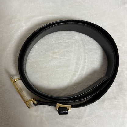 Saint Laurent Men's Belt YSL Cassandra Leather Black Authentic