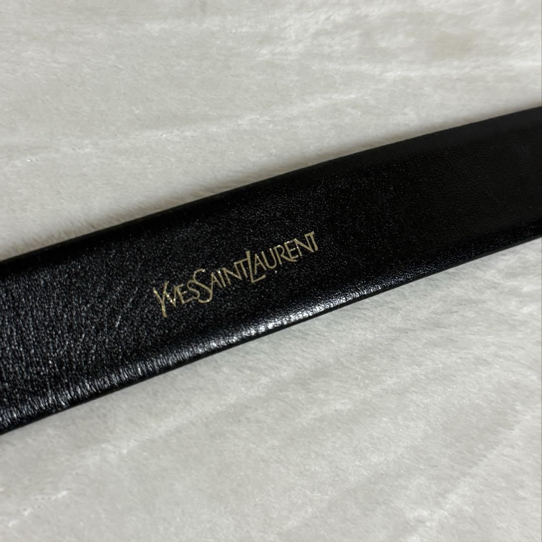Saint Laurent Men's Belt YSL Cassandra Leather Black Authentic