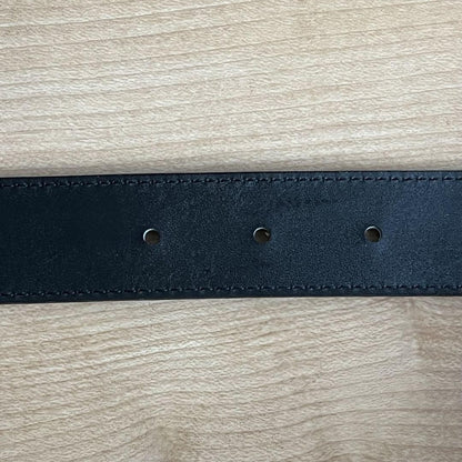 Saint Laurent Men's Belt YSL Cassandra Leather Black Authentic