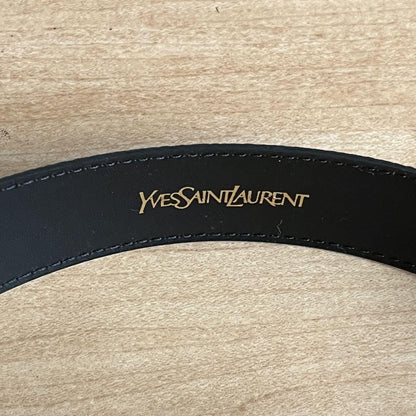 Saint Laurent Men's Belt YSL Cassandra Leather Black Authentic