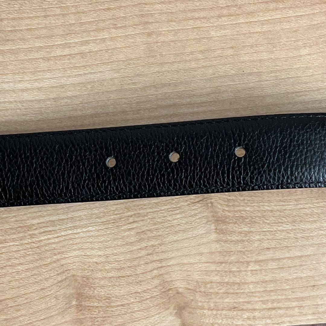 Saint Laurent Men's Belt YSL Cassandra Leather Black Authentic