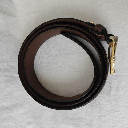 Christian Dior MONSIEUR Men's Belt Logo Gold Brown Authentic