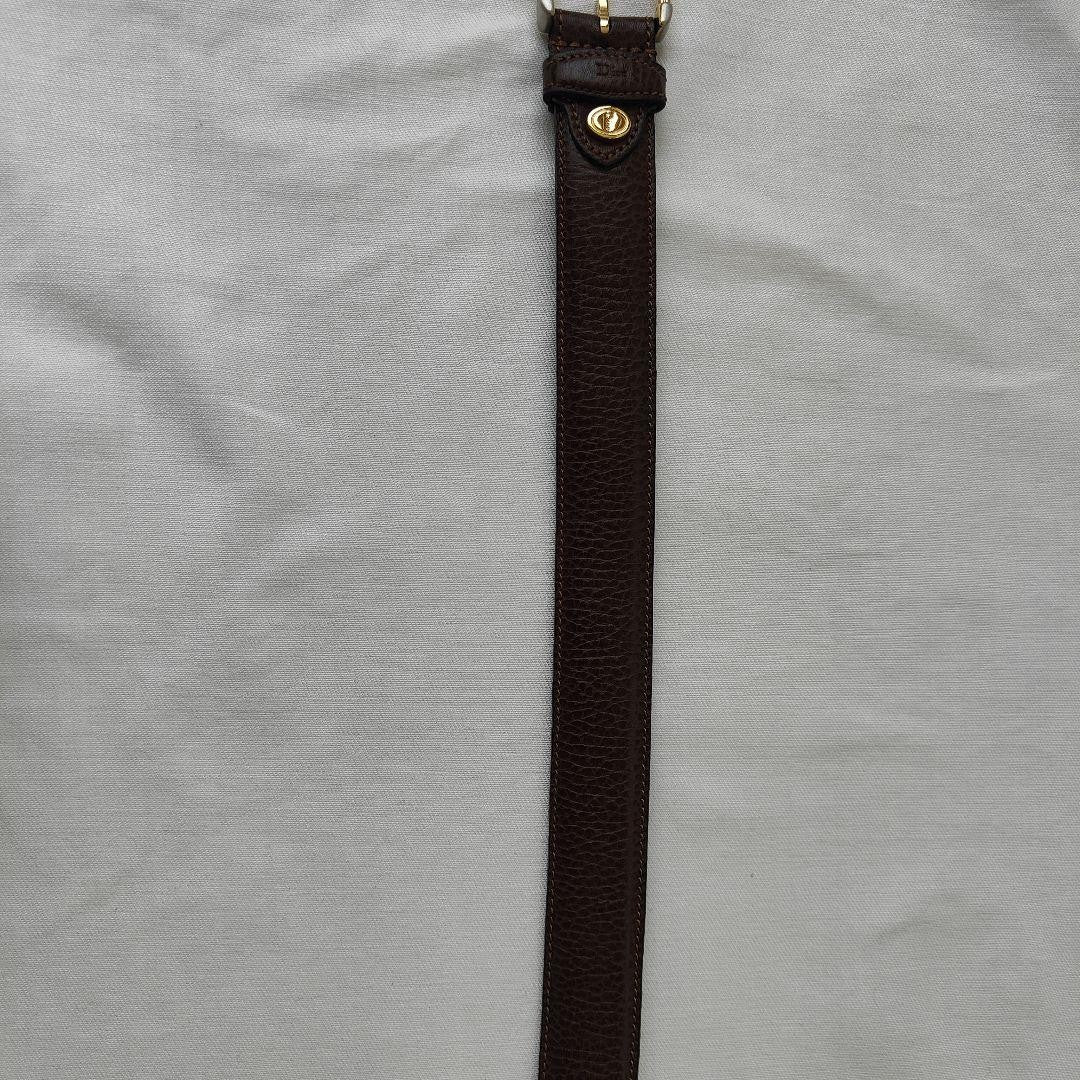 Christian Dior MONSIEUR Men's Belt Logo Gold Brown Authentic