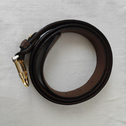 Christian Dior MONSIEUR Men's Belt Logo Gold Brown Authentic