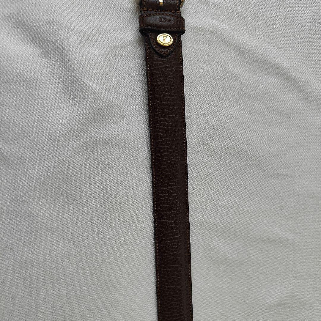 Christian Dior MONSIEUR Men's Belt Logo Gold Brown Authentic