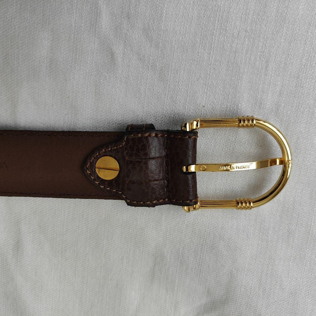 Christian Dior MONSIEUR Men's Belt Logo Gold Brown Authentic