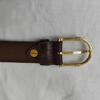 Christian Dior MONSIEUR Men's Belt Logo Gold Brown Authentic