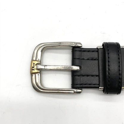 Christian Dior Men's Belt Logo Leather Black Authentic