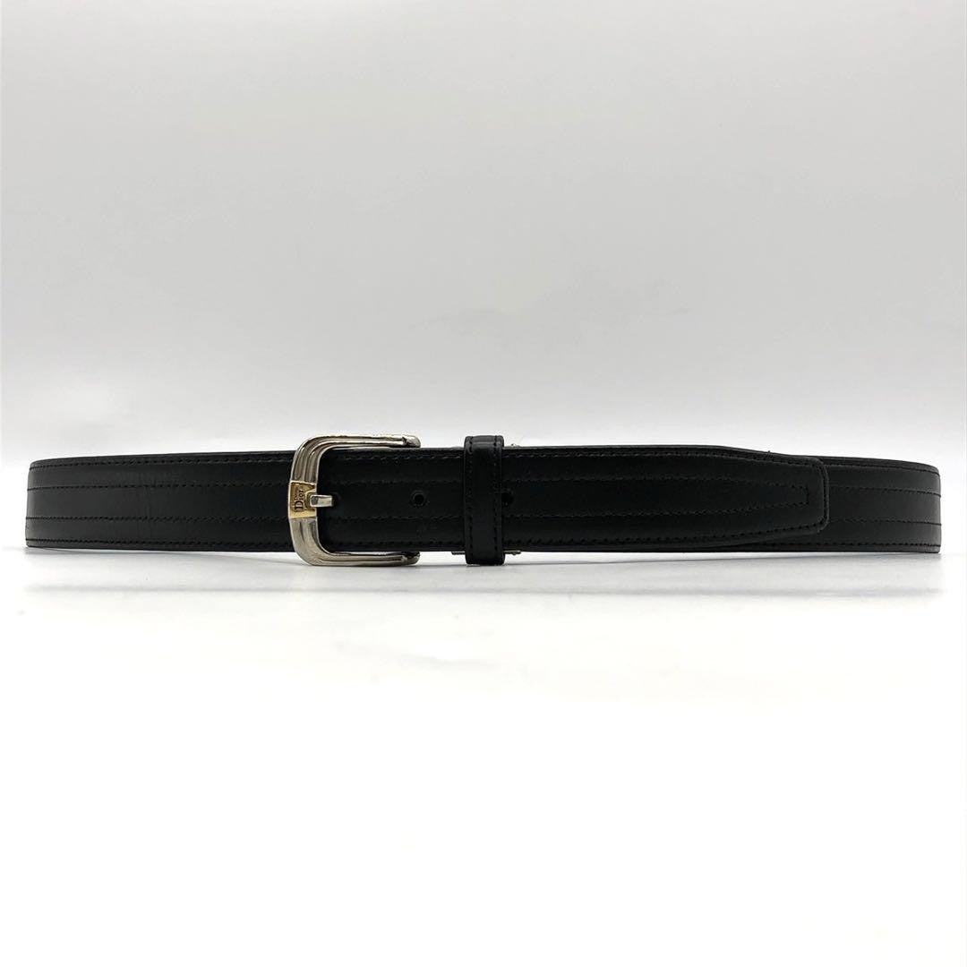 Christian Dior Men's Belt Logo Leather Black Authentic