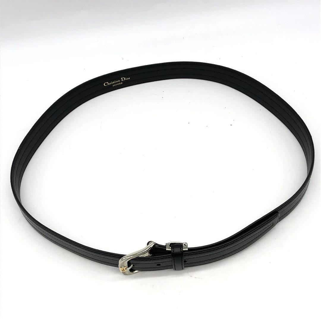 Christian Dior Men's Belt Logo Leather Black Authentic