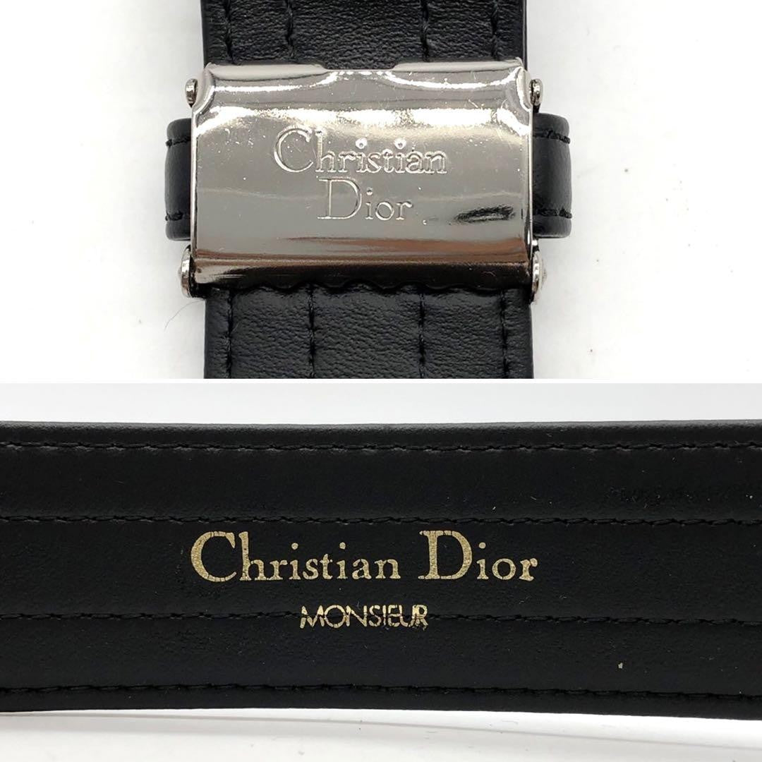 Christian Dior Men's Belt Logo Leather Black Authentic