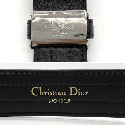 Christian Dior Men's Belt Logo Leather Black Authentic