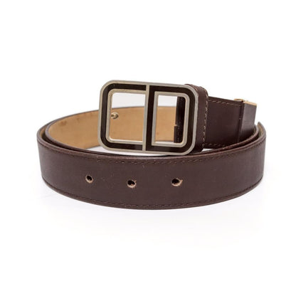 Christian Dior Men's Belt Logo Leather Brown Authentic