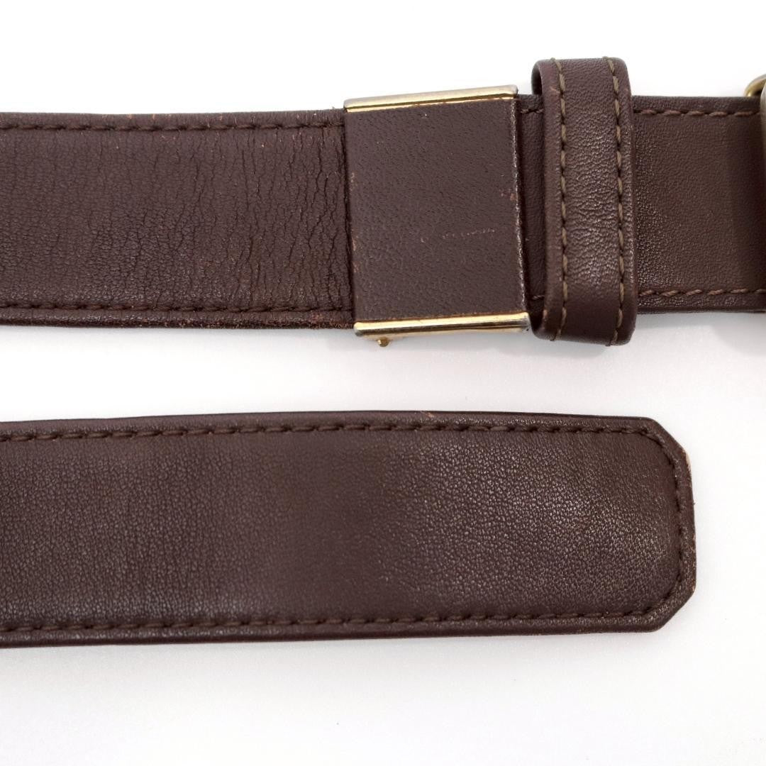 Christian Dior Men's Belt Logo Leather Brown Authentic