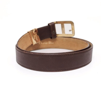 Christian Dior Men's Belt Logo Leather Brown Authentic