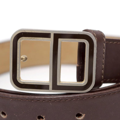 Christian Dior Men's Belt Logo Leather Brown Authentic