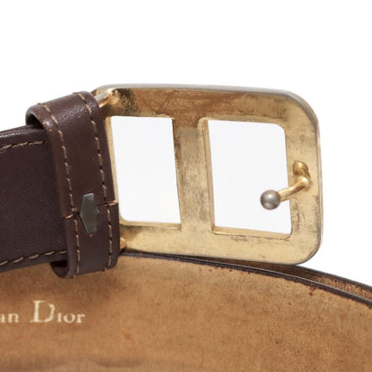 Christian Dior Men's Belt Logo Leather Brown Authentic