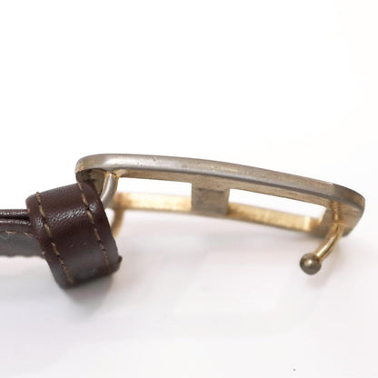 Christian Dior Men's Belt Logo Leather Brown Authentic