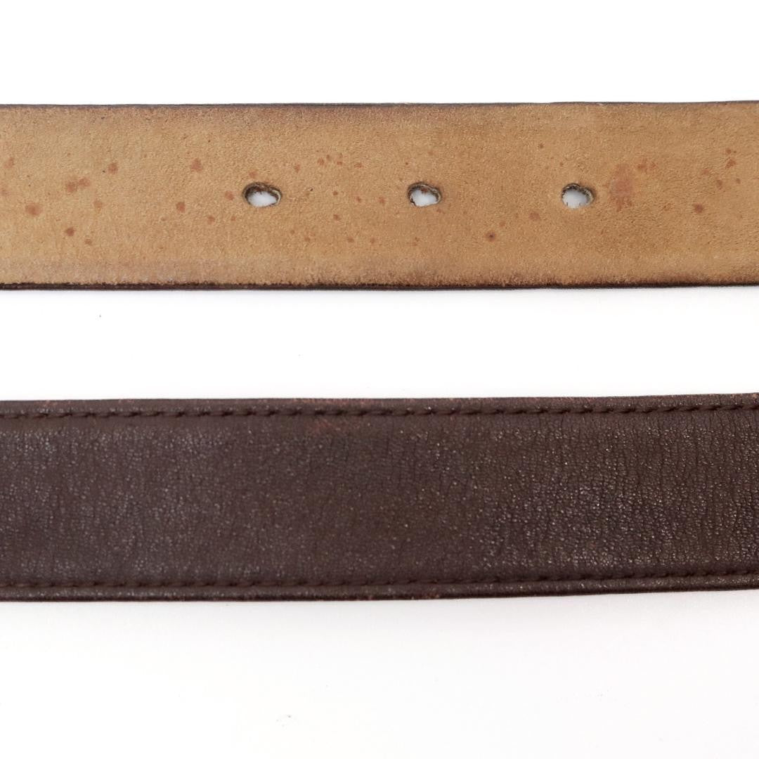 Christian Dior Men's Belt Logo Leather Brown Authentic