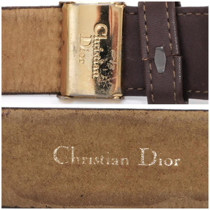 Christian Dior Men's Belt Logo Leather Brown Authentic