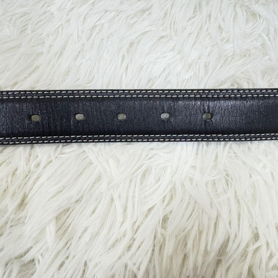 Christian Dior Men's Belt Logo Leather Black Authentic