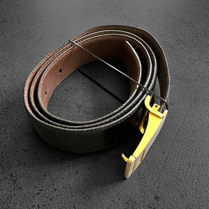 Christian Dior Men's Belt Buckle Reversible Logo Black Brown Authentic
