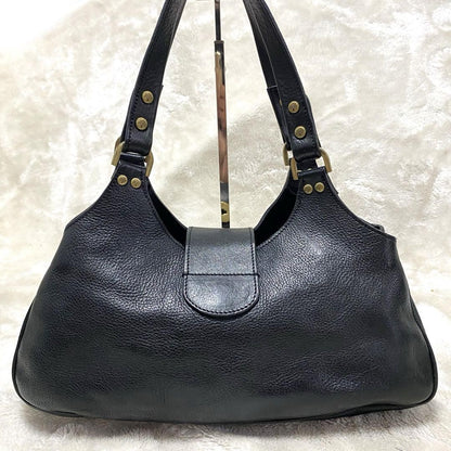 MULBERRY Hand Bag Tote Purse Turn Lock Leather Black Authentic