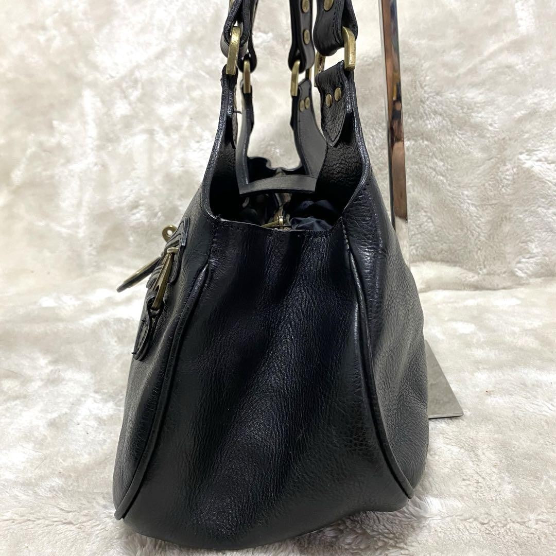 MULBERRY Hand Bag Tote Purse Turn Lock Leather Black Authentic