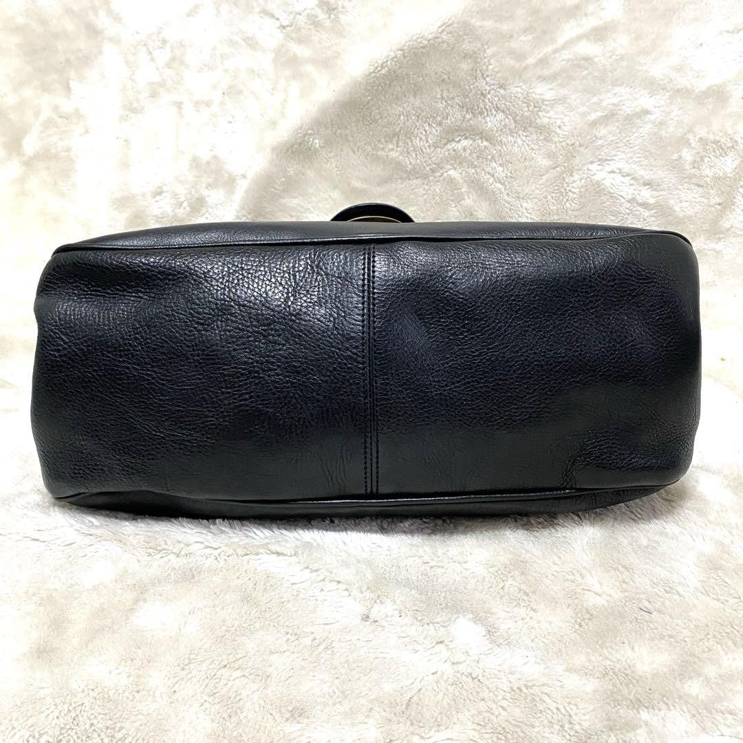 MULBERRY Hand Bag Tote Purse Turn Lock Leather Black Authentic
