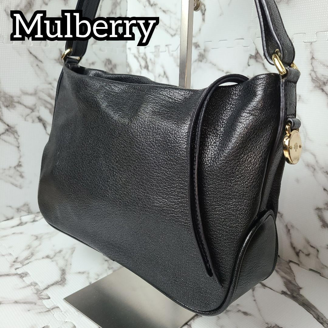 MULBERRY Shoulder Bag Purse Leather Black Authentic