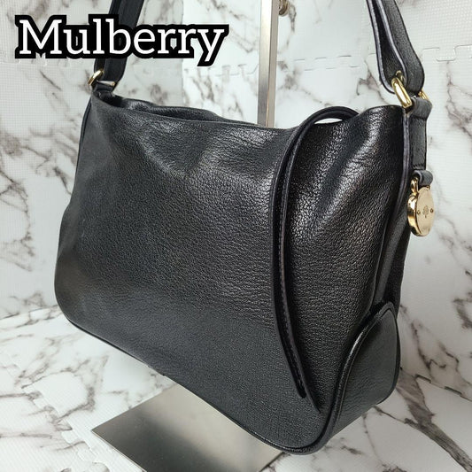 MULBERRY Shoulder Bag Purse Leather Black Authentic
