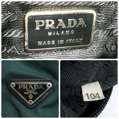 PRADA Backpack Logo Nylon Leather Green Authentic