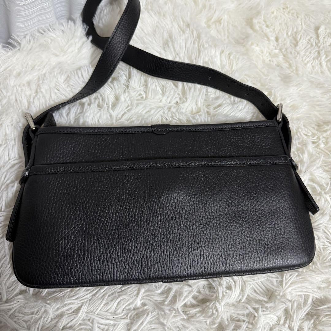 BURBERRY Shoulder Bag Purse Nova Check Leather Black Authentic