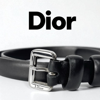 Christian Dior Men's Belt Logo Leather Black Authentic