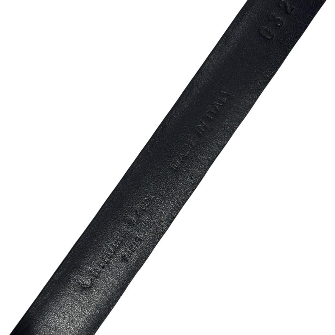 Christian Dior Men's Belt Logo Leather Black Authentic