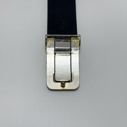 Christian Dior Men's Belt Logo Leather Gold Black Authentic