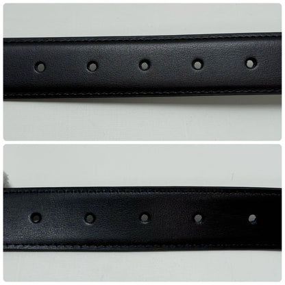 Christian Dior Men's Belt Logo Leather Gold Black Authentic