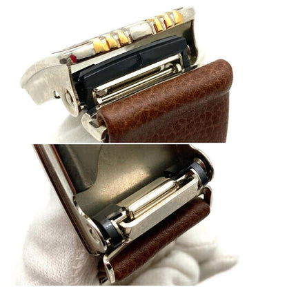 Christian Dior Unisex Belt CD Leather Brown Authentic