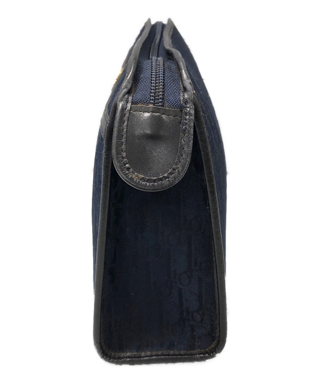 Christian Dior Clutch Bag Second Bag Logo Trotter Navy Authentic