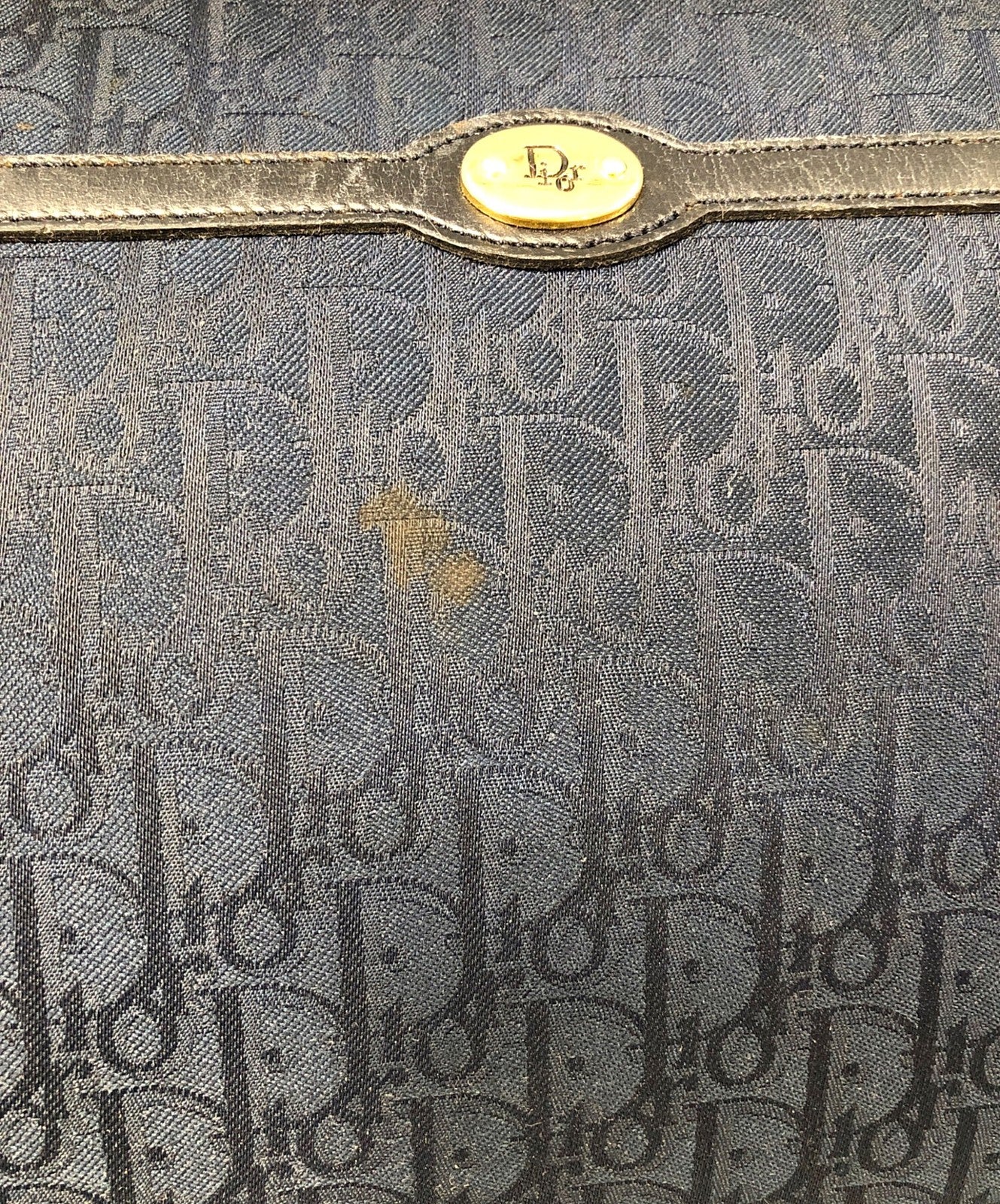 Christian Dior Clutch Bag Second Bag Logo Trotter Navy Authentic