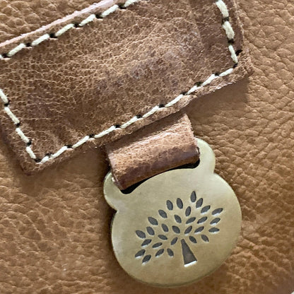 MULBERRY Bag Bayswater Hand Tote Purse Leather Brown Gold Used Authentic