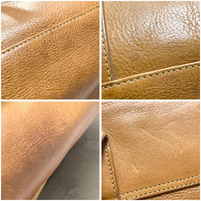 MULBERRY Bag Bayswater Hand Tote Purse Leather Brown Gold Used Authentic