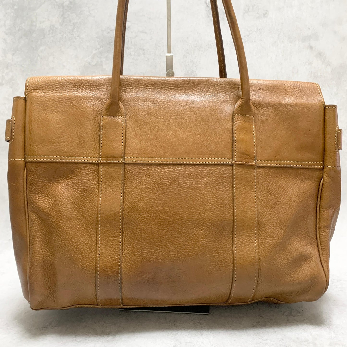 MULBERRY Bag Bayswater Hand Tote Purse Leather Brown Gold Used Authentic