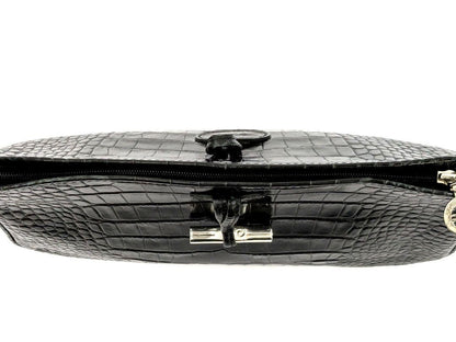 Longchamp Shoulder Bag Purse Leather Black Authentic