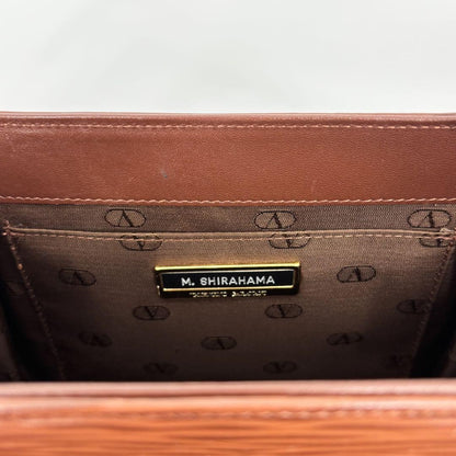 Valentino Garavani Hand Bag Tote Purse Logo Leather Brown Authentic