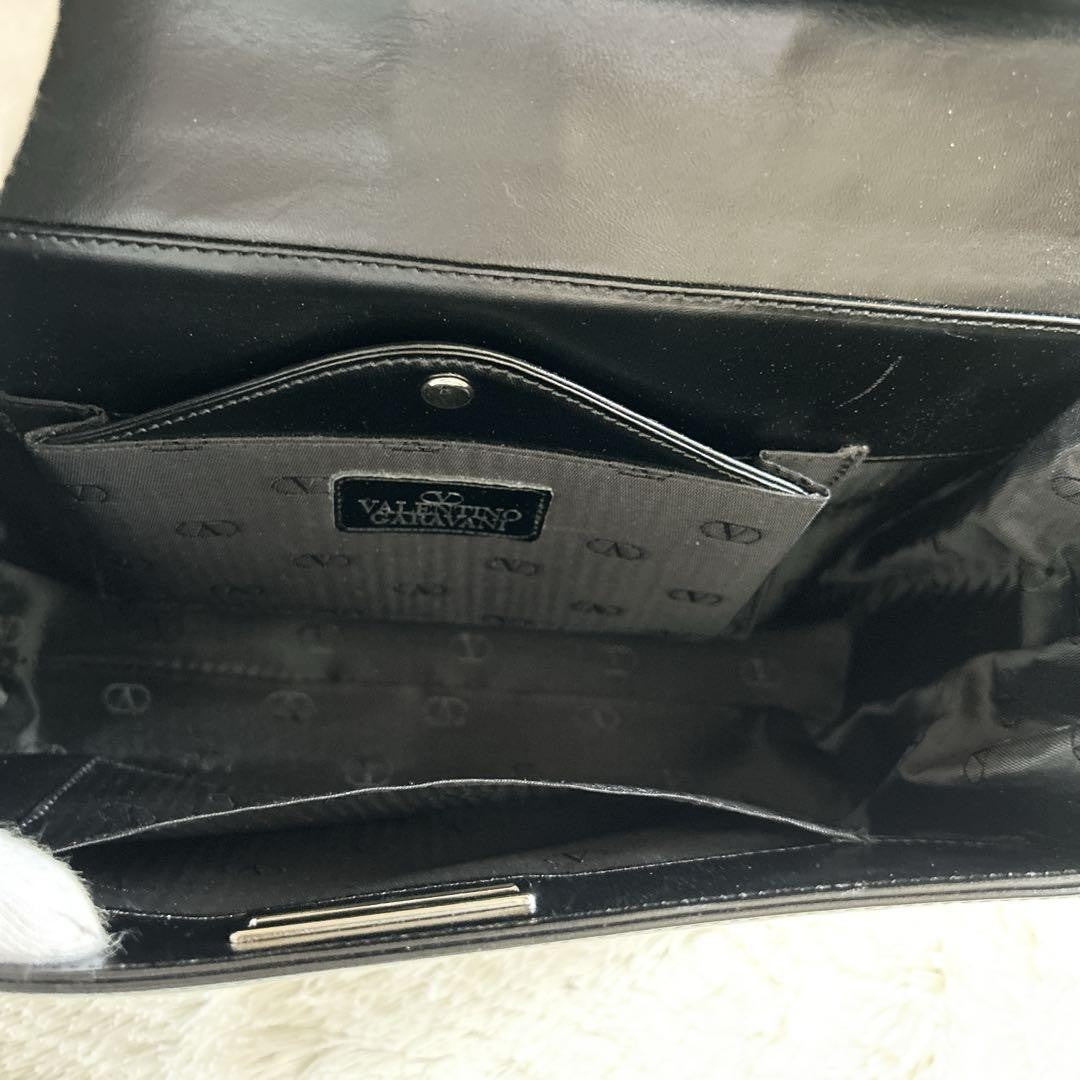 Valentino Garavani Shoulder Bag Purse Leather Black Authentic