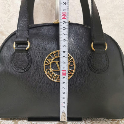 Valentino Garavani Shoulder Bag Purse Logo Leather Black Authentic