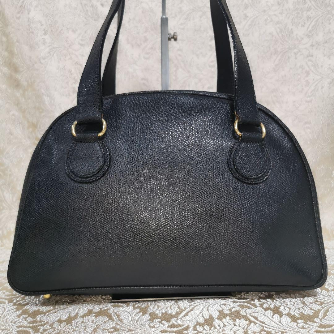 Valentino Garavani Shoulder Bag Purse Logo Leather Black Authentic